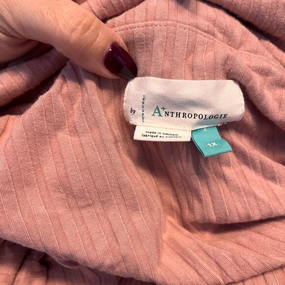 Anthropologie Pink Ribbed Off-The-Shoulder Long Sleeve Top Size 1X - Picture 3 of 9